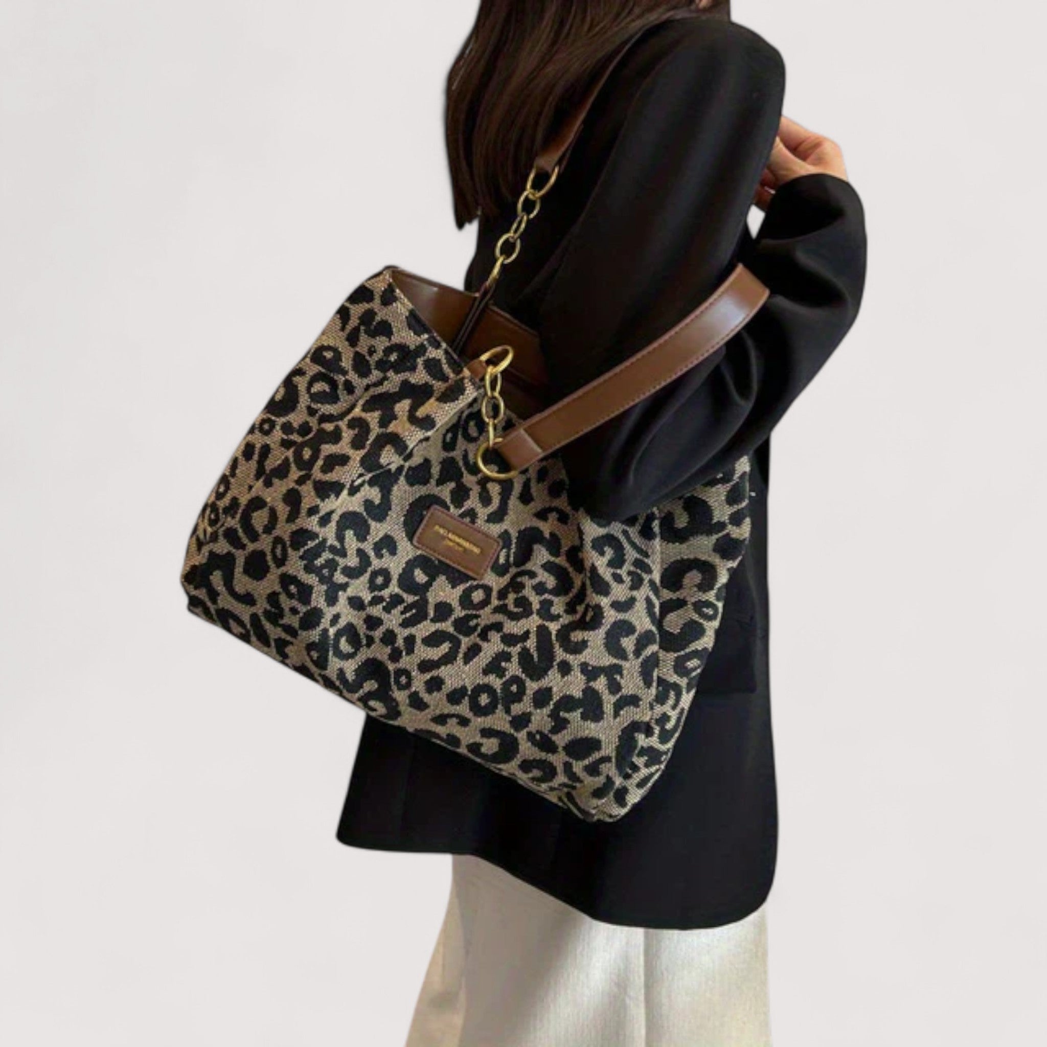 Sarah - Leopard Canvas Tote Bag