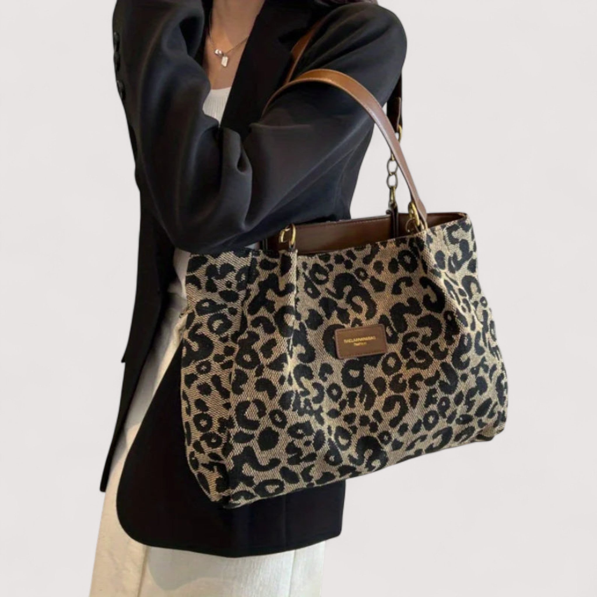 Sarah - Leopard Canvas Tote Bag
