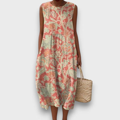 Thaleia – Midi dress with floral vintage pattern