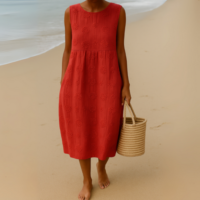 MIA™ – Floral Linen-Cotton Midi Dress